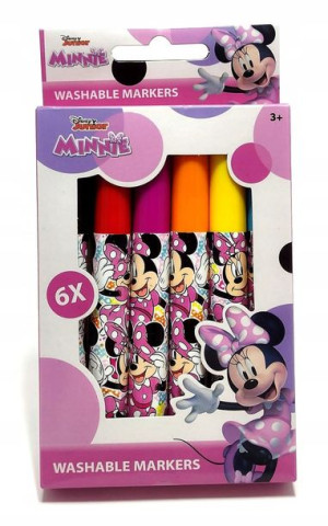 Zestaw zmywalnych mazaków Myszka Minnie. 6 sztuk.