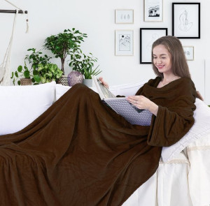 DecoKing Koc z rękawami Lazy BRĄZOWY 150x180