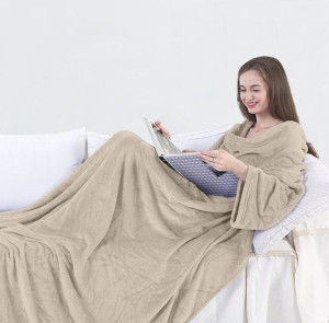 DecoKing Koc z rękawami Lazy CAPPUCCINO 170x200