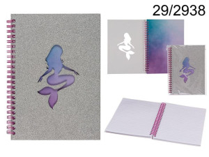Notes kołonotatnik syrenka z brokatem A5
