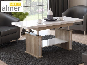 Ławostół Stół Ława L29 MDF Biały Połysk Rozkładana do 210cm