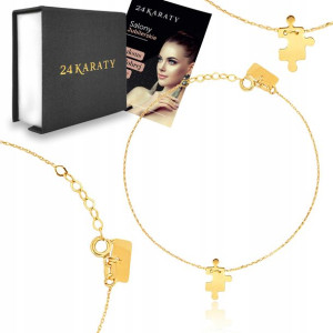 Bransoletka Złota 333 Puzzle 19cm + Grawer