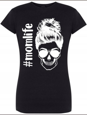 T-Shirt Damski Życie Mamy Modny Nadruk Rozm.S