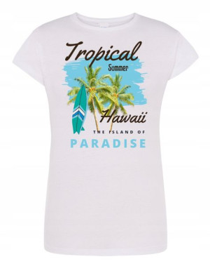 T-Shirt damski ładny nadruk Hawaje Tropiki r.L