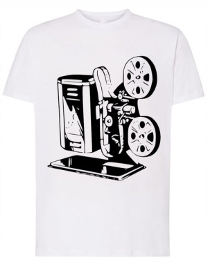 T-Shirt fajny duży nadruk projektor vintage r.3XL