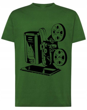 T-Shirt fajny duży nadruk projektor vintage r.M