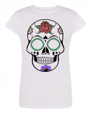 T-Shirt fajny KOLOROWY nadruk CZASZKA r.XXL