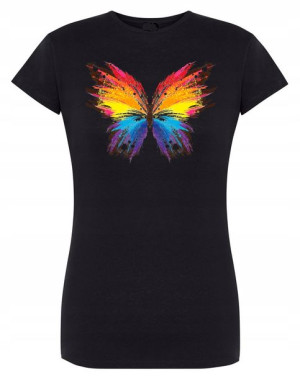 T-Shirt fajny kolorowy nadruk MOTYL r.S