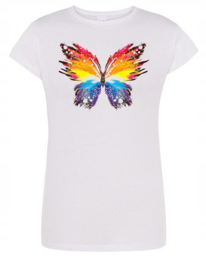 T-Shirt fajny kolorowy nadruk MOTYL r.XXL