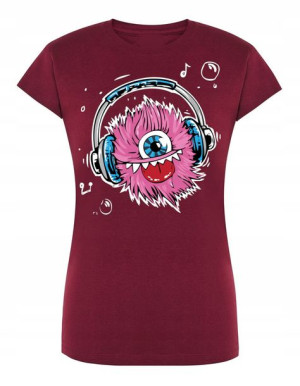 T-Shirt fajny kolorowy nadruk Potwór Muzyka r.L