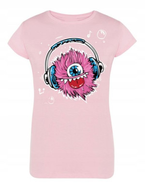T-Shirt fajny kolorowy nadruk Potwór Muzyka r.M
