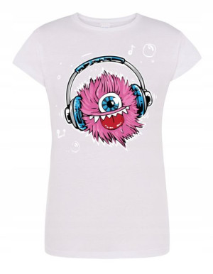 T-Shirt fajny kolorowy nadruk Potwór Muzyka r.S