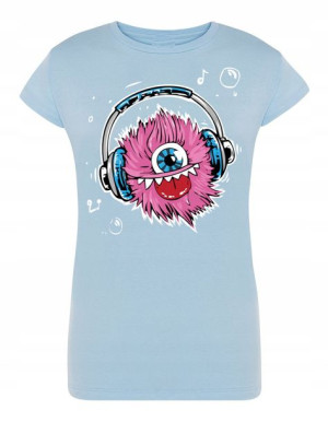 T-Shirt fajny kolorowy nadruk Potwór Muzyka r.XXL