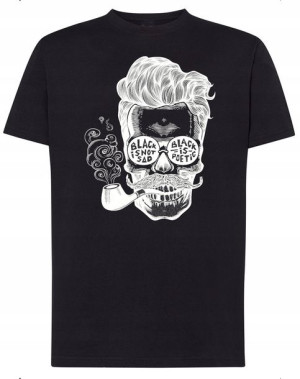T-Shirt fajny męski nadruk CZASZKA BRODA r.S