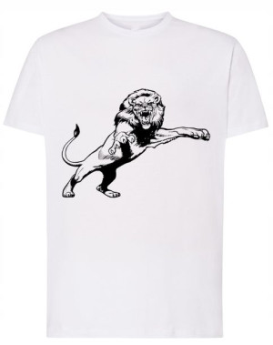 T-Shirt fajny nadruk atakujący Lew Atak r.S