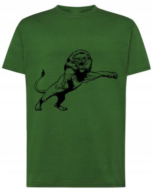 T-Shirt fajny nadruk atakujący Lew Atak r.XS