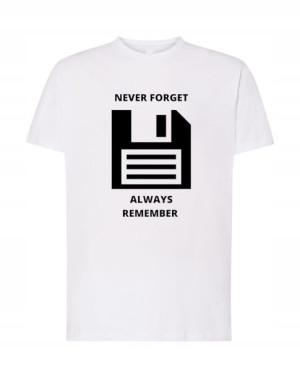 T-shirt fajny nadruk dyskietka NEVER FORGET 3XL