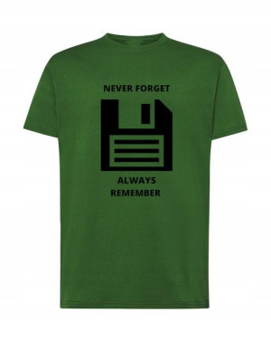 T-shirt fajny nadruk dyskietka NEVER FORGET M