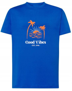 T-Shirt fajny nadruk Good Vibes palmy r.S