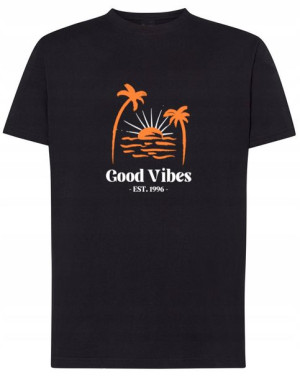 T-Shirt fajny nadruk Good Vibes palmy r.XXL