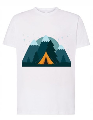 T-Shirt fajny nadruk góry namiot biwak r.S