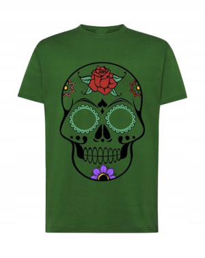 T-Shirt fajny nadruk kolorowa Czaszka r.XXL