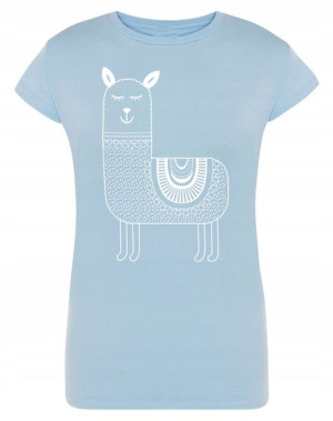 T-Shirt fajny nadruk radosna LAMA Rozm.M