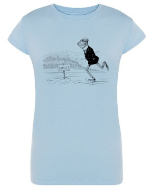 T-Shirt fajny nadruk Żaba na łyżwach r. M