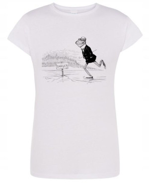 T-Shirt fajny nadruk Żaba na łyżwach r. XL