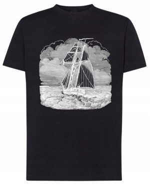 T-Shirt fajny nadruk żaglowiec statek Rozm.4XL