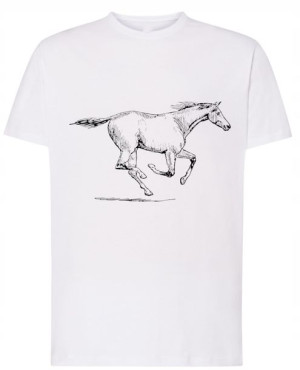 T-shirt jeździecki nadruk biegnący koń r.XS