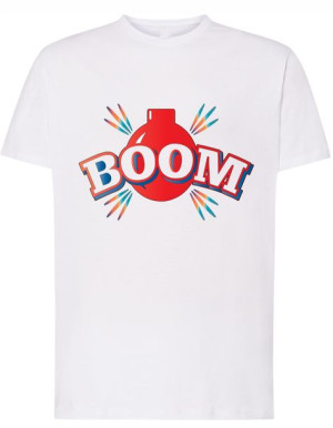 T-Shirt kolorowy nadruk BOOM r.5XL