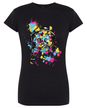 T-Shirt kolorowy nadruk Kot ASTRONAUTA r. XL