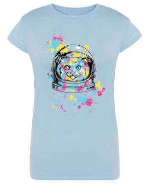 T-Shirt kolorowy nadruk Kot ASTRONAUTA r. XXL