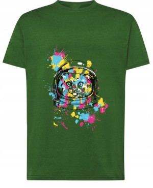 T-Shirt kolorowy nadruk Kot astronauta Rozm.3XL