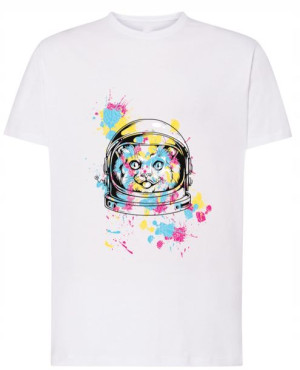 T-Shirt kolorowy nadruk Kot astronauta Rozm.3XL