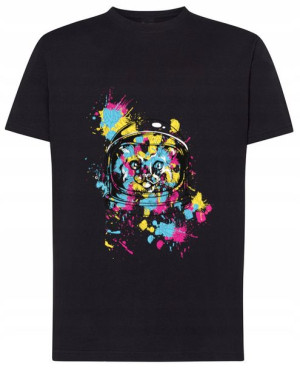 T-Shirt kolorowy nadruk Kot astronauta Rozm.L
