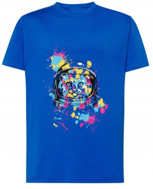 T-Shirt kolorowy nadruk Kot astronauta Rozm.L