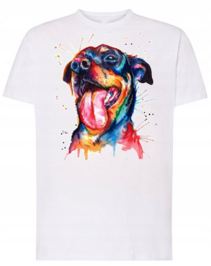 T-Shirt kolorowy nadruk pies Rottweiler r.XXL