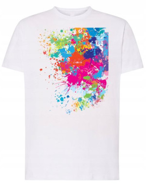 T-Shirt kolorowy nadruk PLAMA ABSTRAKCJA r.M