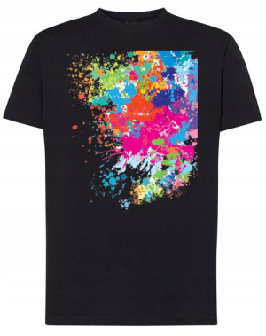 T-Shirt kolorowy nadruk PLAMA ABSTRAKCJA r.M
