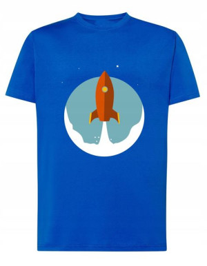 T-Shirt kolorowy nadruk rakieta kosmos r.4XL