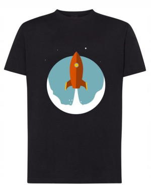 T-Shirt kolorowy nadruk rakieta kosmos r.S