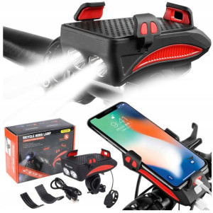Mocna Lampka Rowerowa Uchwyt Telefon Klakson Usb