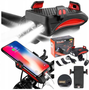 Lampka Lampa Rowerowa Uchwyt Telefon Klakson Usb