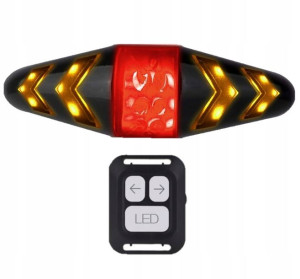 Lampka rowerowa tył USB LED Kierunkowskazy + Pilot