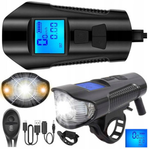 3w1 Lampka Rowerowa Led Licznik Rowerowy Klakson