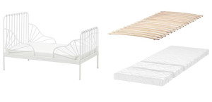 IKEA MINNEN/LUROY/VISMIG Rozsuwana rama z dnem, materacem biały 80x200 cm