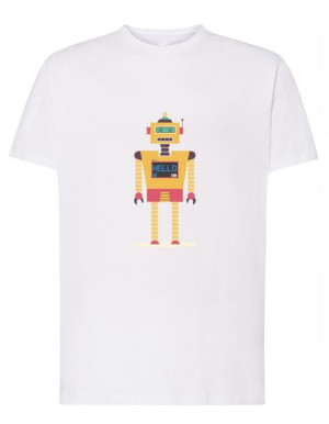 T-Shirt koszulka fajny nadruk robot Hello r.XL