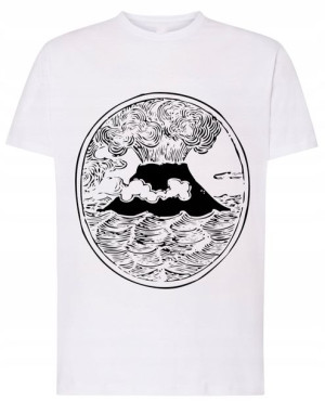 T-Shirt koszulka fajny nadruk Wulkan r.XL